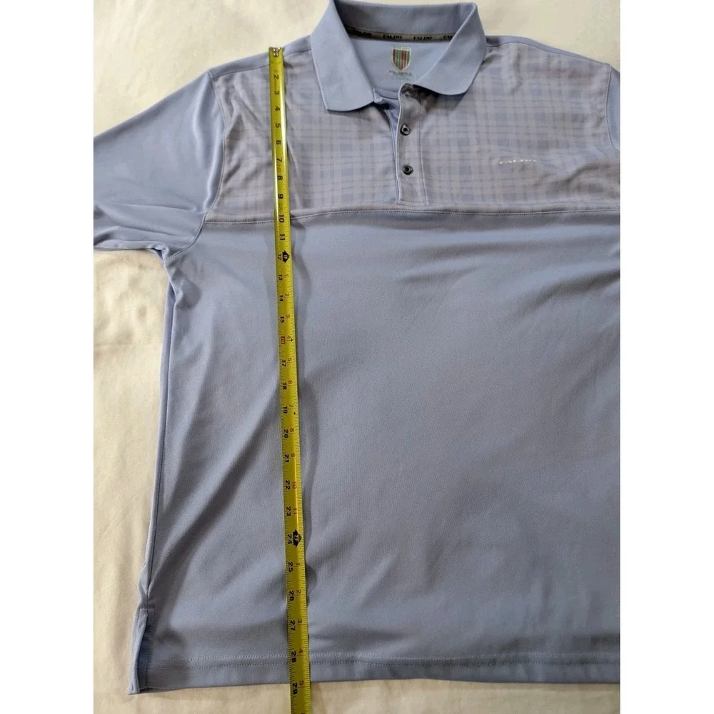 Faldo Claret &‎ Green Men's Golf Polo Shirt XL Blue Plaid Performance Swing Fit